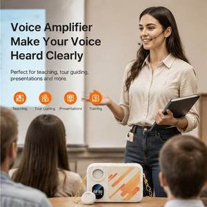 Amplificador de Voz Portátil con Micrófono Inalámbrico Recargable, Auriculares y Micrófono de Solapa, Dispositivo de Audio para Enseñanza en el Aula - Product Image 5
