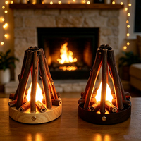 Lampe de table tactile LED effet feu de camp blanc, veilleuse en bois pour éclairage intérieur