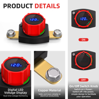 Saklar Pemutus Baterai Tugas Berat DC 5-60V dengan Voltmeter, Saklar Pemutus Daya untuk RV, Mobil, Kapal