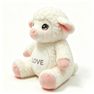 Peluche de cordero, oveja blanca de peluche, peluche de cordero adorable, decoración de granja estilo cottagecore, regalo de oveja para San Valentín - Product Image 4
