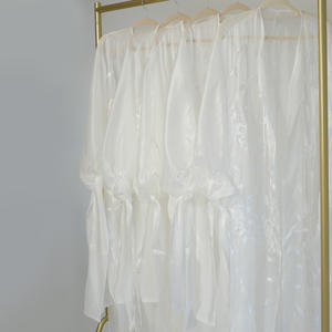 Panjang terbuka gaya bordir daun pola cocok semua kain Fashion Muslim gadis transparan Abaya - Product Image 5