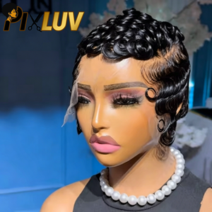 Perruques en gros en <span class=keywords><strong>cheveux</strong></span> naturels, Lace Front, <span class=keywords><strong>coupe</strong></span> Pixie, courtes, bouclées Pixie, sans colle, <span class=keywords><strong>cheveux</strong></span> bruts, pour revendeurs - Product Image 2