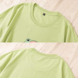 FOXA เสื้อยืดลายกบสุดน่ารักผู้หญิงผ้าฝ้าย 100% ฤดูร้อนแขนสั้นสไตล์คอทเทจคอร์ที่สวยงาม - Product Image 6