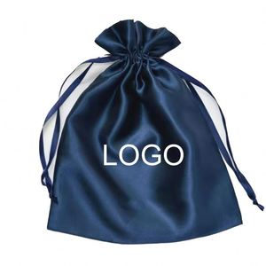 Pochette en satin à cordon personnalisée avec logo imprimé, blanche, de luxe, pour perruques, extensions de cheveux, vêtements en soie, chaussures, cadeaux, emballage anti-poussière - Product Image 4