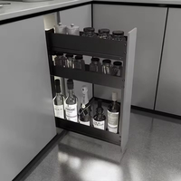 Support à bouteilles en métal au design moderne avec trois étagères coulissantes ; Accessoire d'armoire pour le rangement des épices.