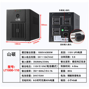 Shan Shuo Ups 110V 1000VA 600W Lithium <b>Battery</b> <b>Backup</b> Power Supply For Marine Ecdis - Product Image 1