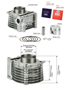 Bộ <span class=keywords><strong>piston</strong></span>, xylanh và gioăng máy xe máy đua 4 thì bằng nhôm OEM MIO/5LW/MIO115 50/54/58.5/59mm dành cho <span class=keywords><strong>YAMAHA</strong></span> - Product Image 2