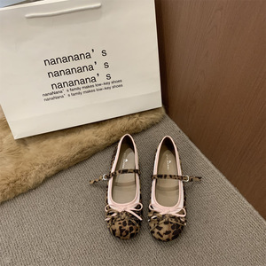 QuiteS 2026 Summer New <strong>Leopard</strong> <strong>Print</strong> Strappy <strong>Flat</strong> <strong>Shoes</strong> Fairy-style Mary Jane <strong>Shoes</strong> French Style Single Buckle <strong>Shoes</strong> - Product Image 2