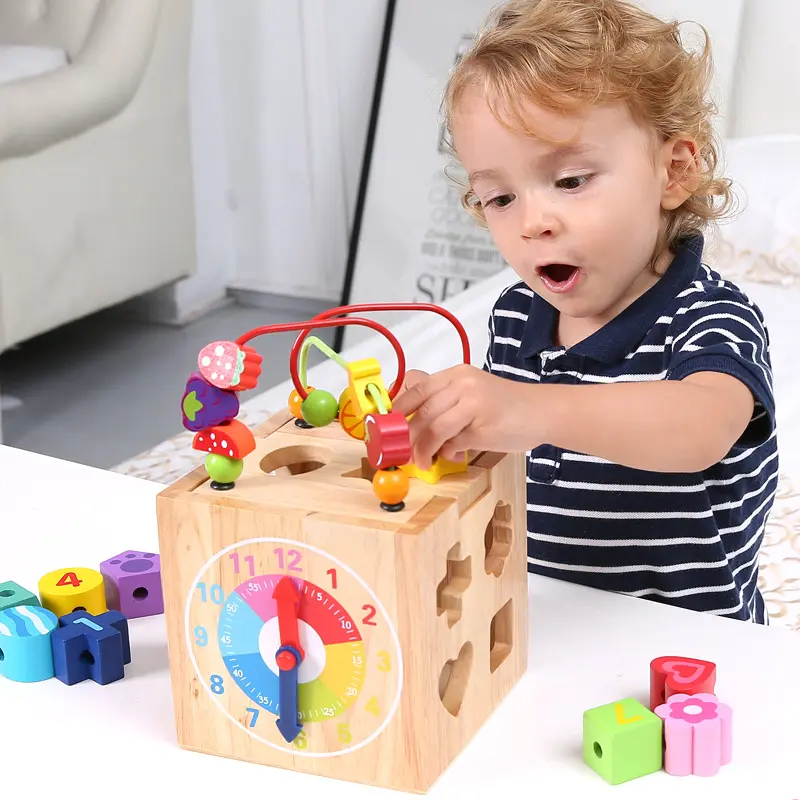 Montessori Holz spielzeug Baby Activity Cube 6 in 1 Spielzeug Set Früh pädagogisches Lernspiel zeug für Kinder