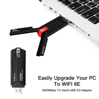 Tarjeta de Red Inalámbrica WiFi 6 AX3000 de Fábrica, Adaptador WiFi USB 3.0 de Doble Banda de 2.4 GHz y 5 GHz para Computadoras con Windows 10/11