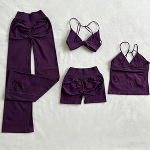 Completo Set Sportivo Donna: Reggiseno Sportivo Seamless con Spalline Incrociate e Leggings a Vita Alta con Effetto Scrunch Butt - Ideale per Allenamento e Yoga - Product Image 1