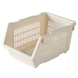 Stackable plastic storage basket for kitchen vegetable fruit and laundry