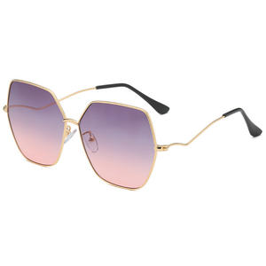 Lunettes de soleil polygonales à grande monture, nouvelle collection tendance, pour femmes et hommes, en métal, 2021 - Product Image 1