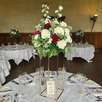 Hoog Goud Zwart Kubieke Metalen Bloemstandaard Bruiloft Centerpieces Tafel Middelpunt Metalen Bloemstandaard Voor Tafeldecoratie