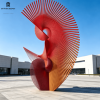 Sculpture d'art en acier inoxydable personnalisée, phénix de feu, avec couleur et taille personnalisées pour la décoration de grands espaces de jardin et de zones panoramiques
