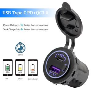 Cargador de Coche 12V 24V con Interruptor On/Off Carga Rápida Puerto Dual USB Tipo C PD QC3.0 - Product Image 5