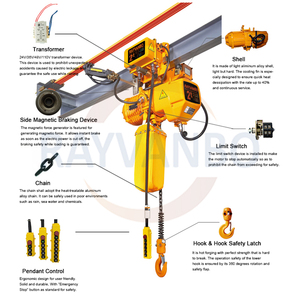 RAYVANBO Nuevo Polipasto Eléctrico de Cadena Metálico de 1 Tonelada 2 Toneladas 220V-380V con Carro para Hoteles - Product Image 2