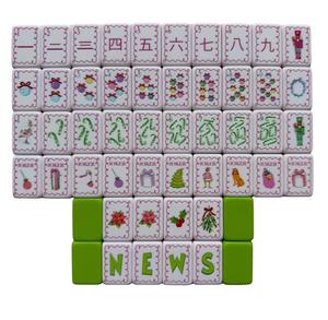 Venta al por mayor en stock: Juego de fichas de Mahjong de Navidad americano de lujo, personalizadas, grabadas, de acrílico 160/166 - Product Image 3