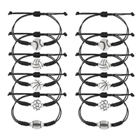 Bracelet tressé à la main en fil ciré avec breloques en alliage (football, baseball, basketball, volleyball, rugby) pour femme - Vente en gros