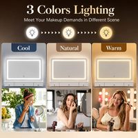 Coiffeuse moderne autoportante blanche avec miroir LED, 11 tiroirs, plateau en verre trempé et éclairage réglable 3 couleurs