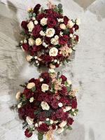 Nouvelle boule de fleurs artificielles PPS rouge champagne pour décoration de table de mariage, centre de table pour événements, fleurs faites à la main