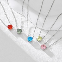 Colliers pendentifs en zircon rond coloré arc-en-ciel à la mode en gros pour femmes, accessoires de bijouterie fine pour femmes et filles