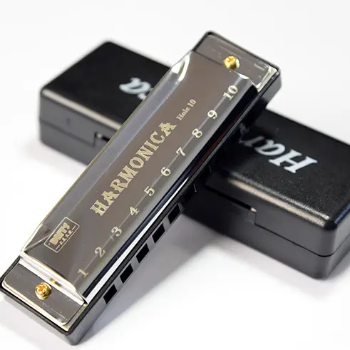 Нержавеющая сталь с 10 отверстиями, с ключом C, индивидуальный логотип цвета золота, серебристо-черный, Восточная гармошка для взрослого ребенка