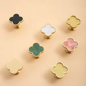 Tay Nắm Cửa Đồ Nội Thất Cỏ Bốn Lá Sáng Tạo Núm Ngăn Kéo Tủ Quần Áo Phụ Kiện Kim Loại Acrylic + Đồng Thau Núm Kéo Một Lỗ - Product Image 1