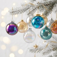 Ornements de Noël personnalisés avec logo en PET, effet verre transparent, décorations de fête pour entreprises