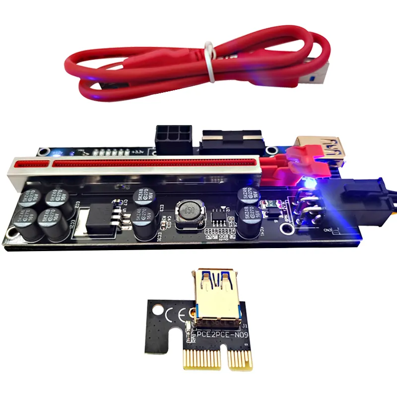 010S plus PCIe 1x a 16x Express Graphic Extender Riser Card con tendone 60cm cavo USB 3.0 SATA a 6pin Power 010SRiser Card