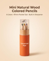 Crayons de couleur en tube avec taille-crayon intégré, 6 couleurs, mini, en bois naturel, hexagonaux, tube écologique en kraft, cadeau pour enfants, cadeau de fête, personnalisable OEM