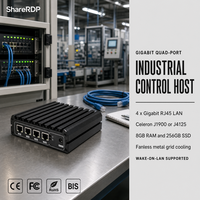 Mini PC industriel sans ventilateur Sharerdp OEM ODM 4 ports LAN 8 Go RAM 256 Go SSD Celeron Series J1900 J4125 Gigabit Multi-Ports pour contrôle industriel