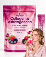OEM AegleWell 5000mg Peptides de Collagène Hydrolysé en Poudre avec Ashwagandha, Saveur Thé d'Hibiscus, pour la Peau et le Soutien Anti-Stress, Beauté