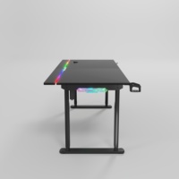 Escritorio Gamer Ergonómico Convertible de Metal para Computadora Portátil de 1.6/1.8M con Iluminación LED RGB y Estantes para Monitor