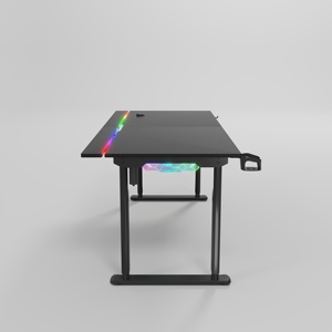 Bureau de jeu ergonomique convertible en métal pour ordinateur portable PC 1,6/1,8 m avec éclairage d'ambiance RGB et étagères pour moniteur - Product Image 5