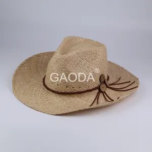 V Custom Printed Cowboy Hat Raffia Straw Hats For Men