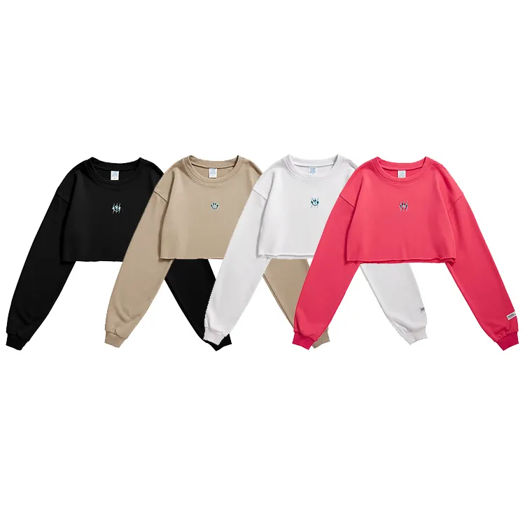 2021 New Custom Comfortable Jogging Suit Super Plus Size Women's Midriff-baring Cropped Hoodie Woman