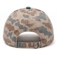 Casquette de baseball déstructurée personnalisée en camouflage délavé style vintage, à 5 panneaux, profil bas, pour la randonnée en extérieur, style décontracté 'Dad Hat' avec patch brodé
