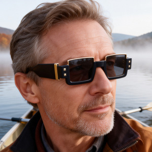 Lunettes de soleil Cyberpunk à monture carrée pour hommes, en plastique noir et métal, verres PC UV400, protection solaire classe 2, mode extérieure - Product Image 3