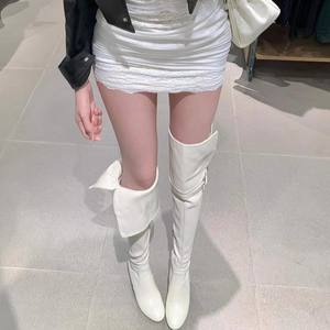 In-Stock Version ~ 2025 New 2-Way Wear <b>White</b> High-<b>Heel</b> Over-the-Knee Tall Boots <b>for</b> <b>Women</b>, Hidden Wedge Elevated Boots - Product Image 4