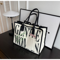 Prix d'usine direct personnaliser toile douce femme lettres fourre-tout sac à provisions décontracté nouveau Design à la mode fermeture éclair sac à main pour les femmes