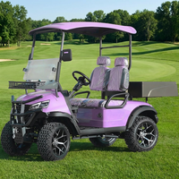 Voiturette de golf électrique violette homologuée pour la route, 2 places, sièges réglables, batterie au lithium, vitesse 30-50 km/h, autonomie 90 km, pour parcours de golf