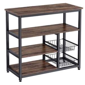 Cuisine Baker Rack 4 Niveau & 4 Niveau Micro-ondes De Stockage Stand avec 2 Slide-Out Mesh Paniers Vintage Étagère de Rangement pour Épices - Product Image 1