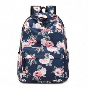 Ladies Ethnic Style Flowers Printed <b>Backpack</b> Waterproof Nylon Large Capacity Teenage Girls Student School Bag <b>Backpack</b> - Product Image 2