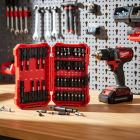 Set Obeng Impak Magnetik Baja S2 LXD 37 PCS, Shank Hex 1/4 inci, Anti-guncangan, dengan Kotak Penyimpanan