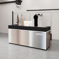 Comptoir de réception minimaliste en acier inoxydable pour magasins de vêtements, restaurants, bars, salons de beauté - Comptoir de caisse/bar compact et luxueux