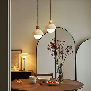 Lustre suspendu LED de conception nouvelle, fabriqué sur mesure, en fer et en verre, style moderne, décoration intérieure, hôtel, crème - Product Image 2