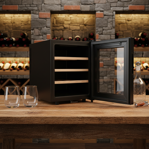 Enfriador de Vino de Lujo para <span class=keywords><strong>12</strong></span> <span class=keywords><strong>Botellas</strong></span>, Refrigerador de Vino Independiente Grande para Vino Tinto, Blanco, Champán y Espumoso - Product Image 6