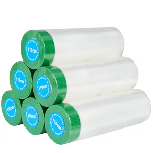 YOUJIANG High Quality Painter Pre Taped Plastic Protection Painting Transparent Masking Film Tape For Furniture Covering