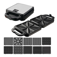 4 tranches en acier inoxydable détachable 3 en 1 meilleur Offre Spéciale gril à gaufres sandwich Gaufrier électrique antiadhésif de haute qualité